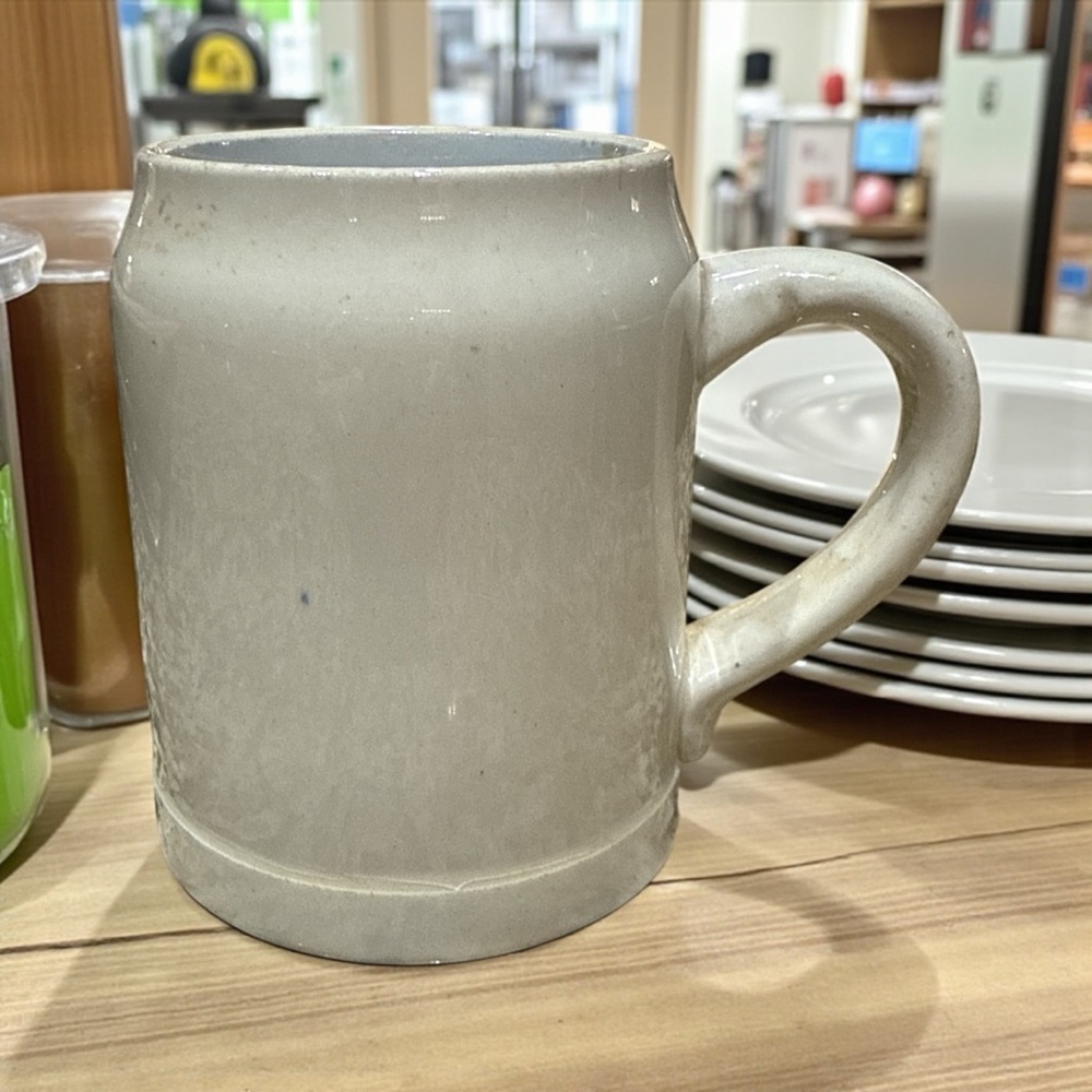 Vintage Gray Stoneware Beer Stein Mug 12 oz Heavy Ceramic Tankard Germany Style
